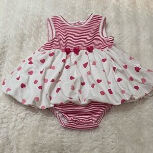 Adorable Pink Heart Striped Dress(bubble like skirt)